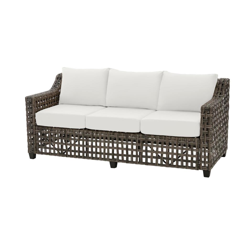 Hampton Bay Briar Ridge Brown Wicker Outdoor Patio Sofa With