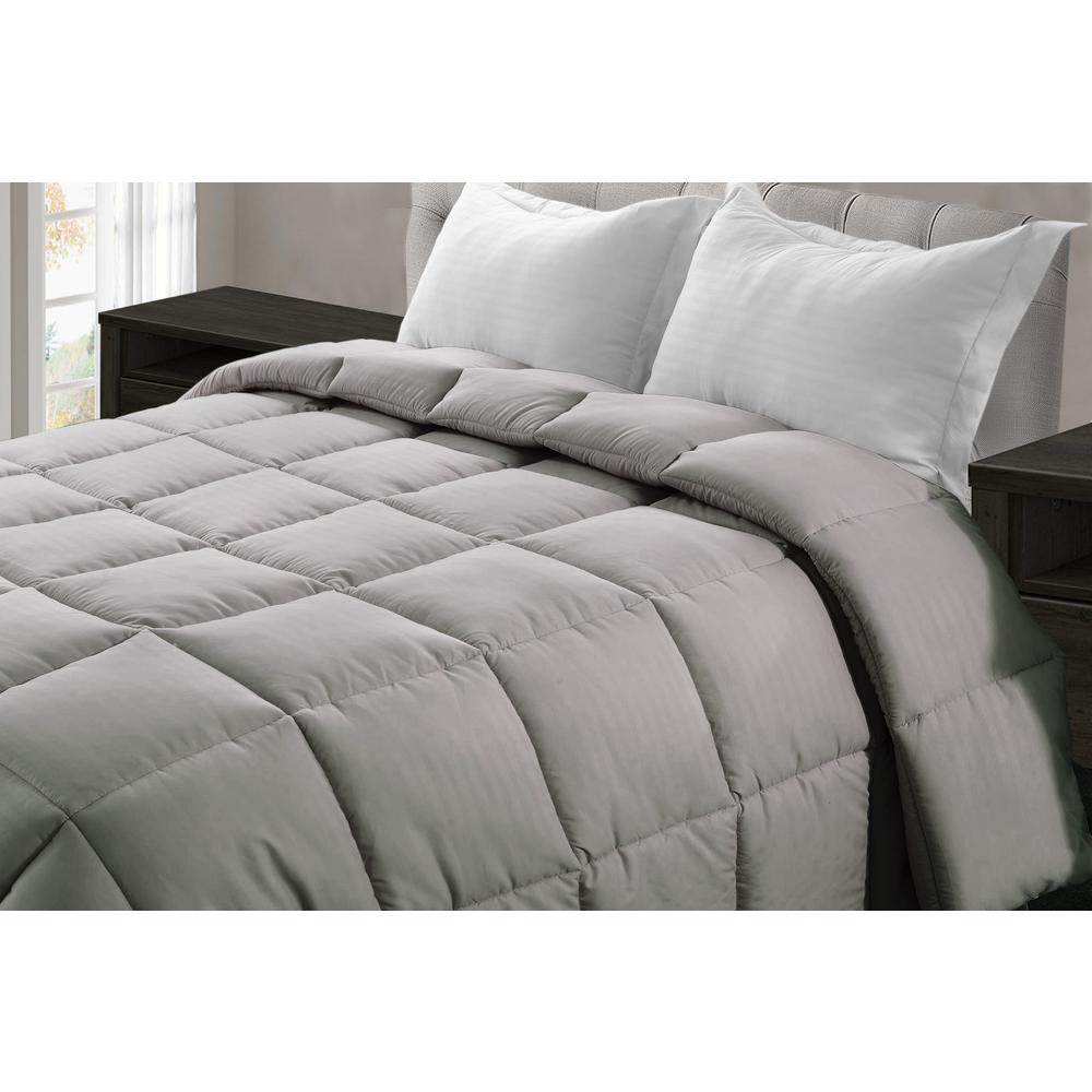 gray and tan bedding