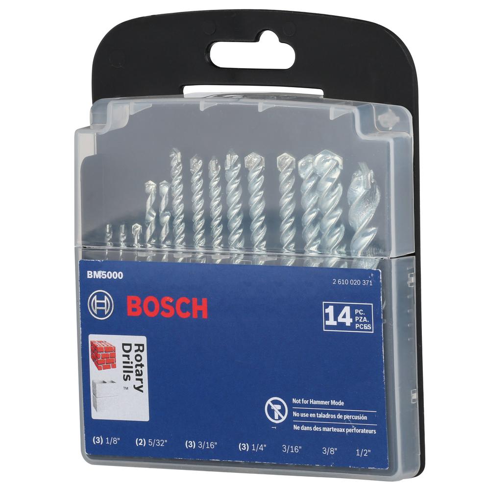 BOSCH Spiral Carbide Masonry Rotary Drill Bit Set (14 Pcs) Brick Block