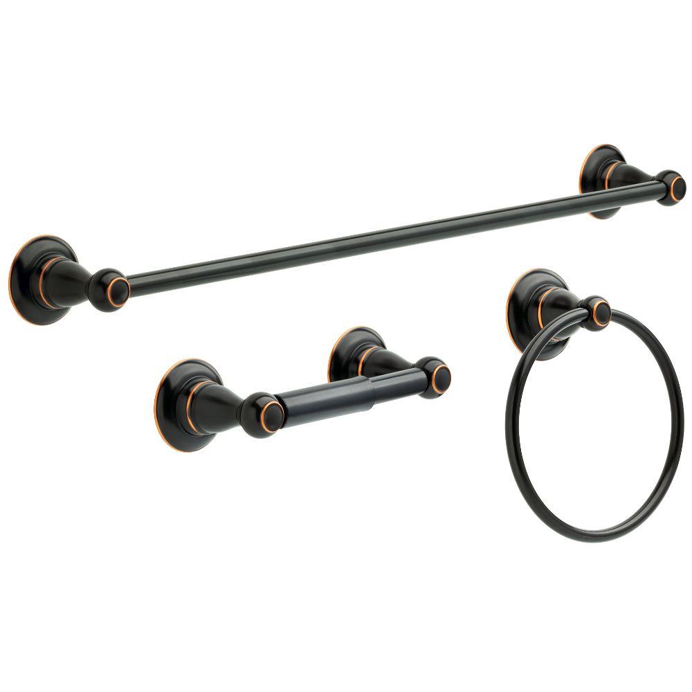 Delta Porter 3 Piece Bath Hardware Set With Towel Ring Toilet Paper Holder And 24 In Towel Bar In Oil Rubbed Bronze 78463 Orb The Home Depot