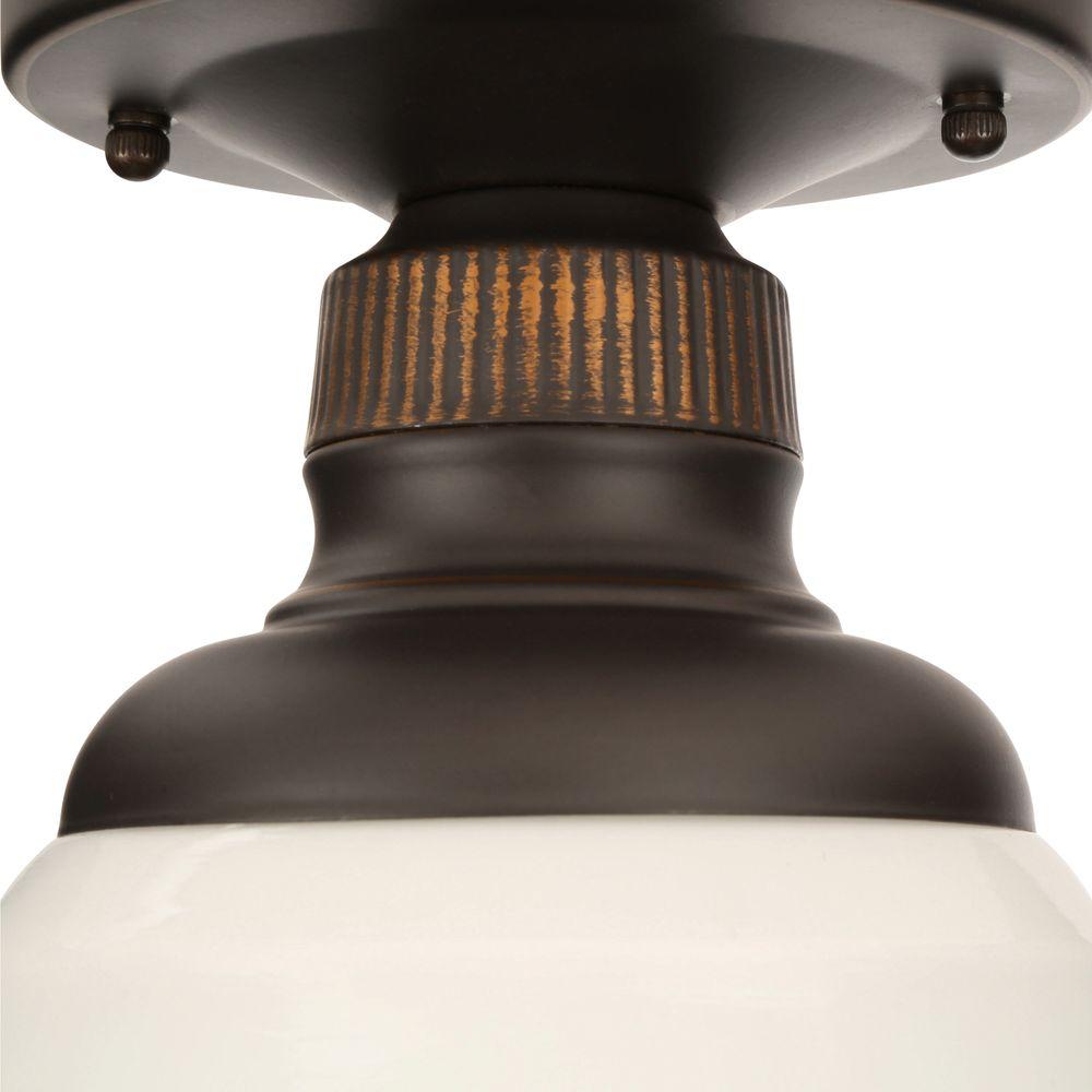 Hampton Bay Esdale 5 In 1 Light Oil Rubbed Bronze Semi Flush Mount With Milk Glass Shade Hjd8011a 2 The Home Depot