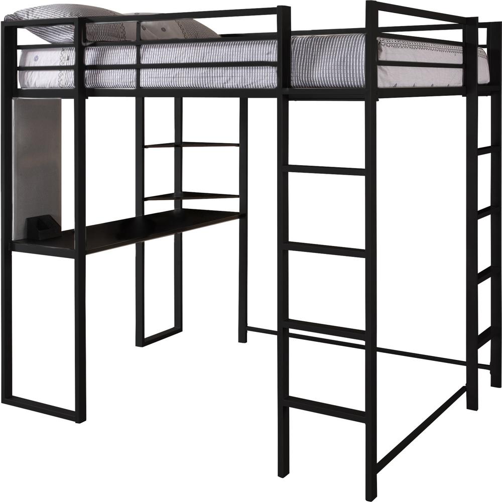 Dhp Alana Black Full Metal Loft Bed With Desk De22159 The Home Depot
