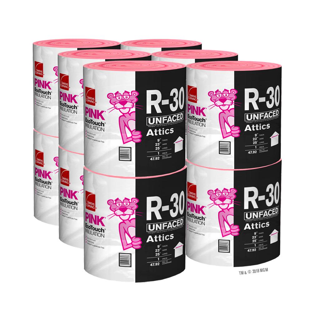 R 30 Ecotouch Pink Unfaced Fiberglass Insulation Roll 23 In X 25 Ft 12 Rolls