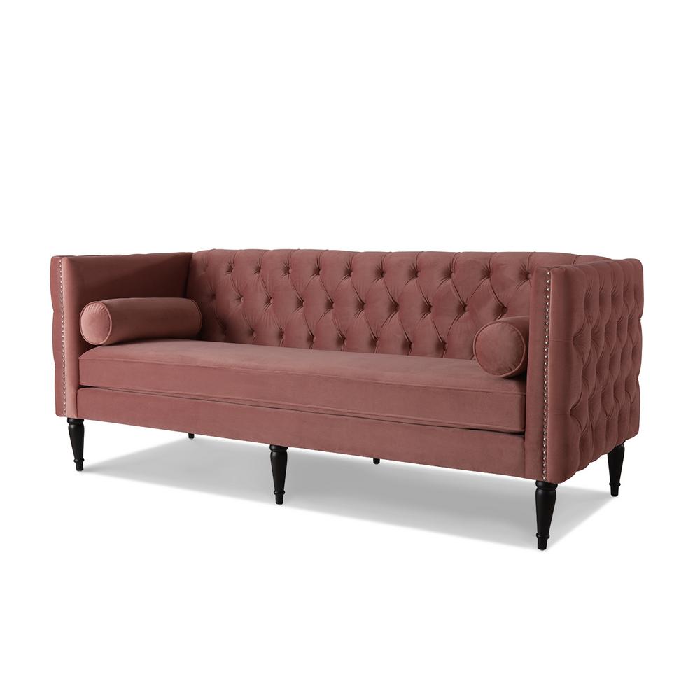 Jennifer Taylor Home Diane Button Tufted Tuxedo Sofa, Ash Rose Velvet