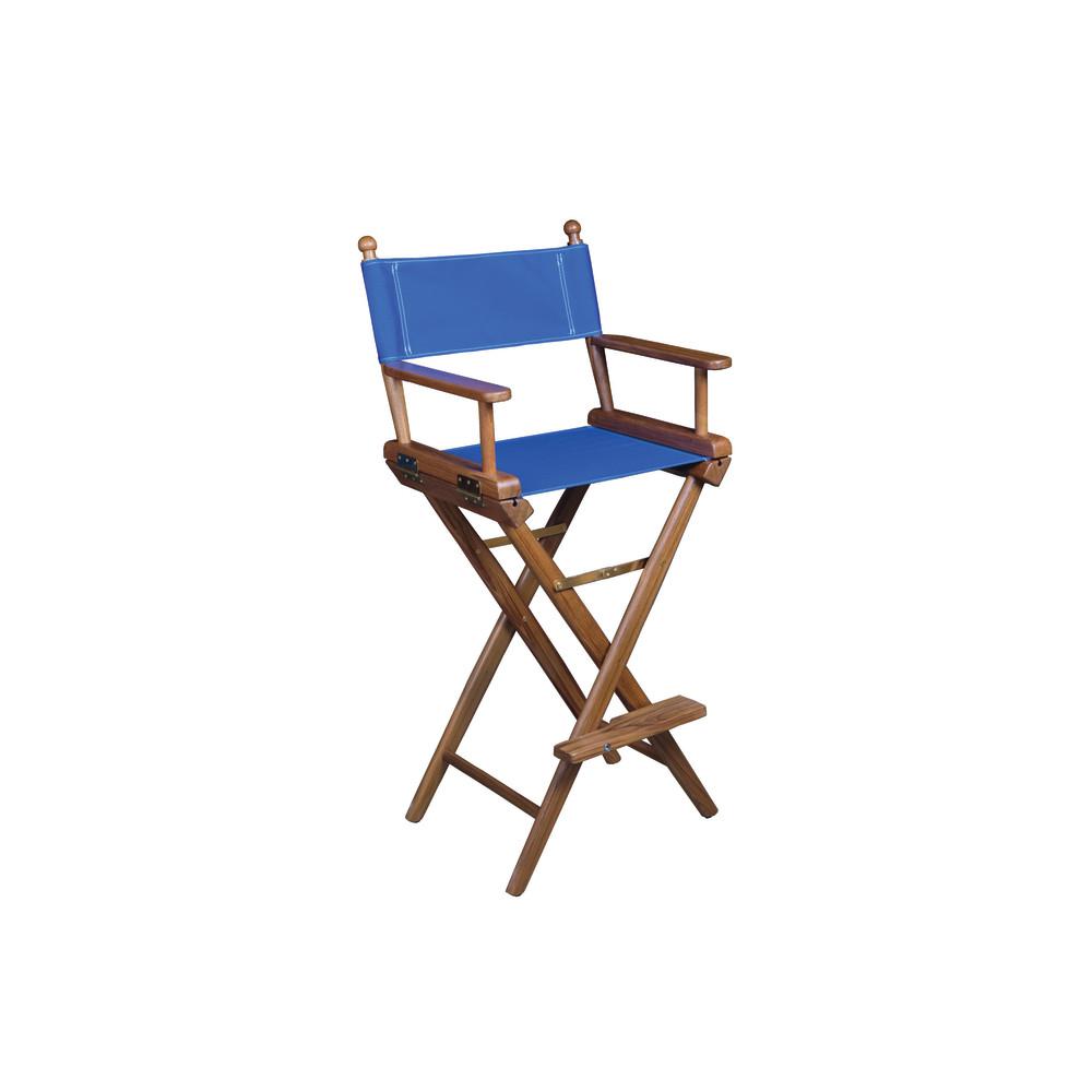 Whitecap Teak Captain S Chair With Blue Seat Cover 60045 The