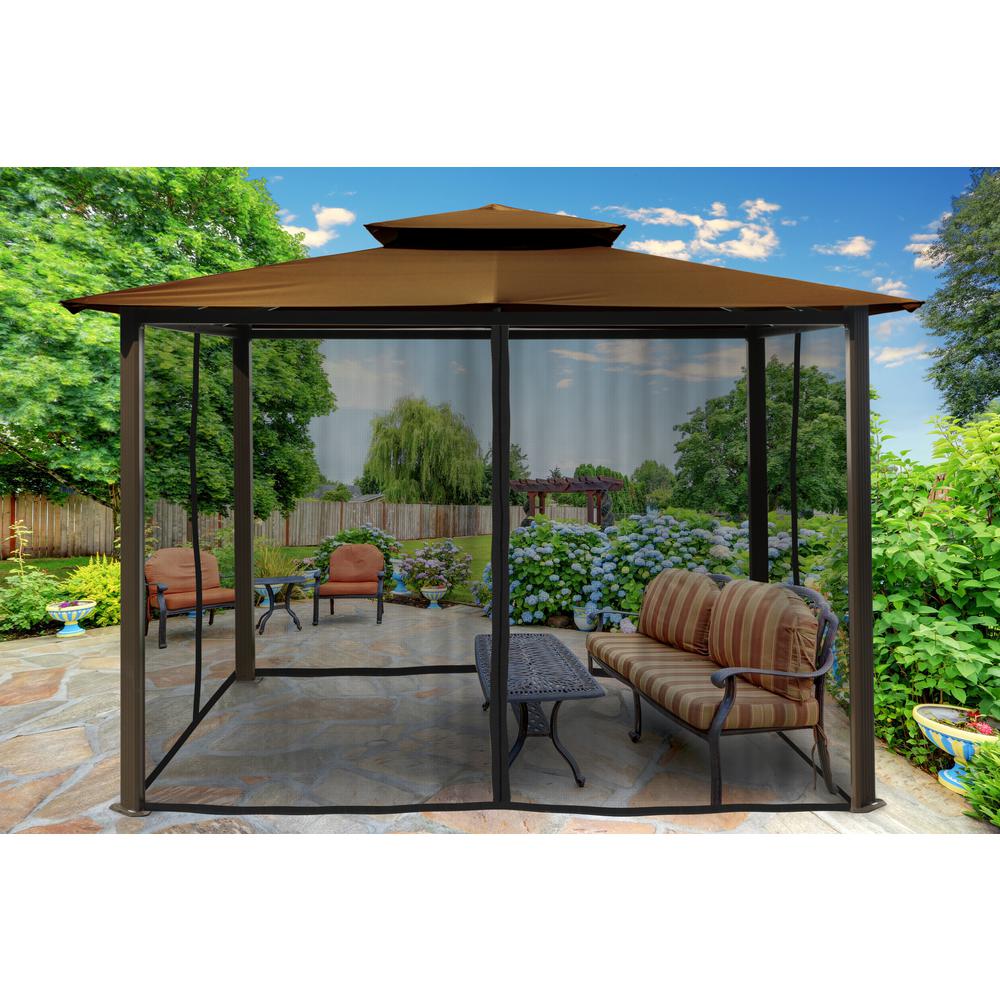 Paragon Outdoor Paragon Gazebo 10 75 Ft X 12 Ft With Cocoa Roof And Mosquito Netting Gz584eck The Home Depot