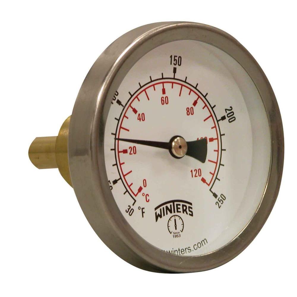 Winters Instruments 8 in. Straight Hot Water Thermometer with 1/2 in