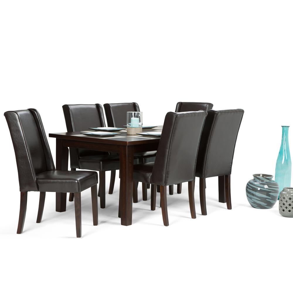 Simpli Home Sotherby 7 Piece Dining Set With 6 Upholstered