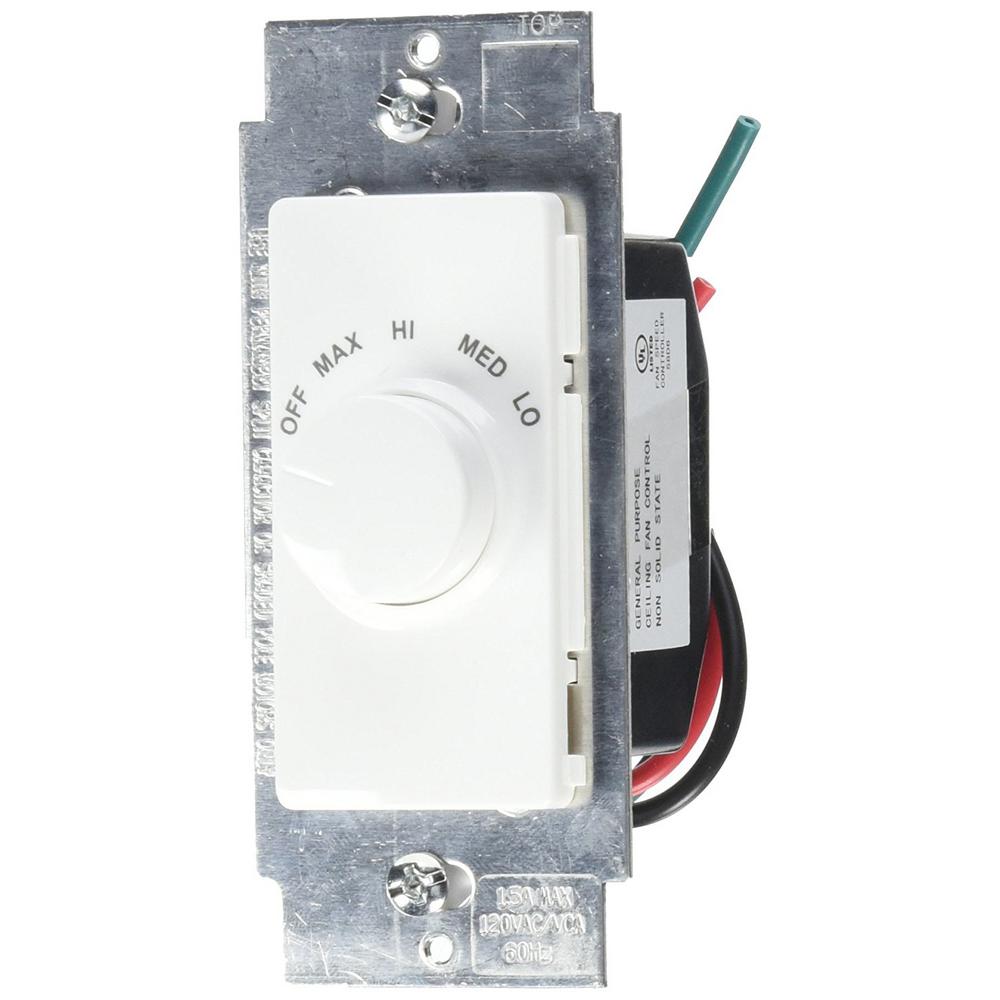 Leviton 1.5 Amp 300Watt Decora Single Pole Rotary Dimmer and Fan Speed