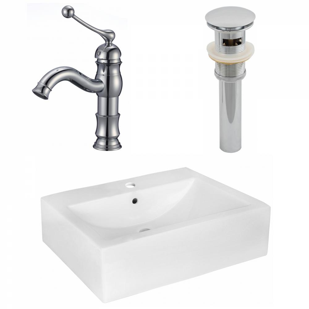 16 Gauge Sinks Vessel Sink In White With Faucet And Drain 16gs