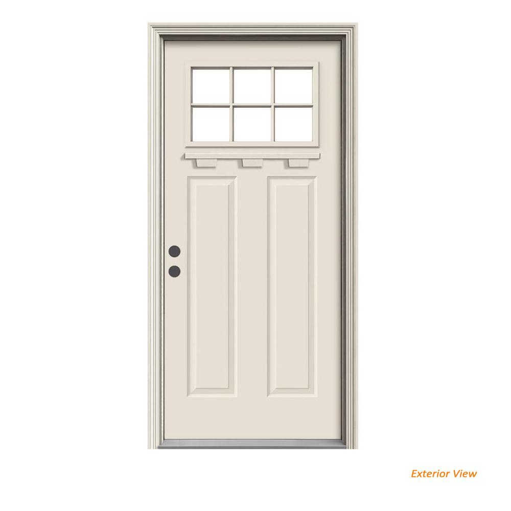 Jeld Wen 36 In X 80 6 Lite Craftsman Primed Steel Prehung 6 Lite Craftsman Primed Steel