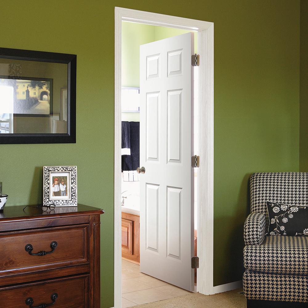 Steves Sons 36 In X 80 In 6 Panel Textured Hollow Core Primed White Composite Single Prehung Interior Door
