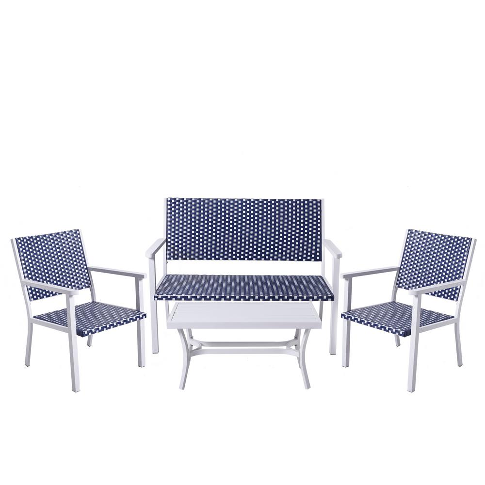 Peaktop 4 Piece Coastal Look Wicker Patio Conversation Set Pt Of0002 The Home Depot - Coastal Patio Furniture Set Peaktop 4 Piece Coastal Look Wicker Patio Conversation Set Pt Of0002 The Home Depot - Coastal Patio Furniture Set