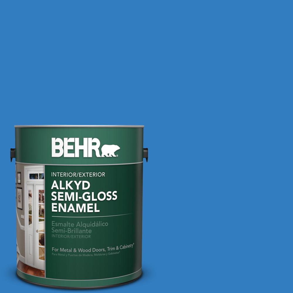 Behr Blues Interior Paint Colors The Home Depot P510 6 Brilliant Blue Semi Gloss Enamel Alkyd Interior