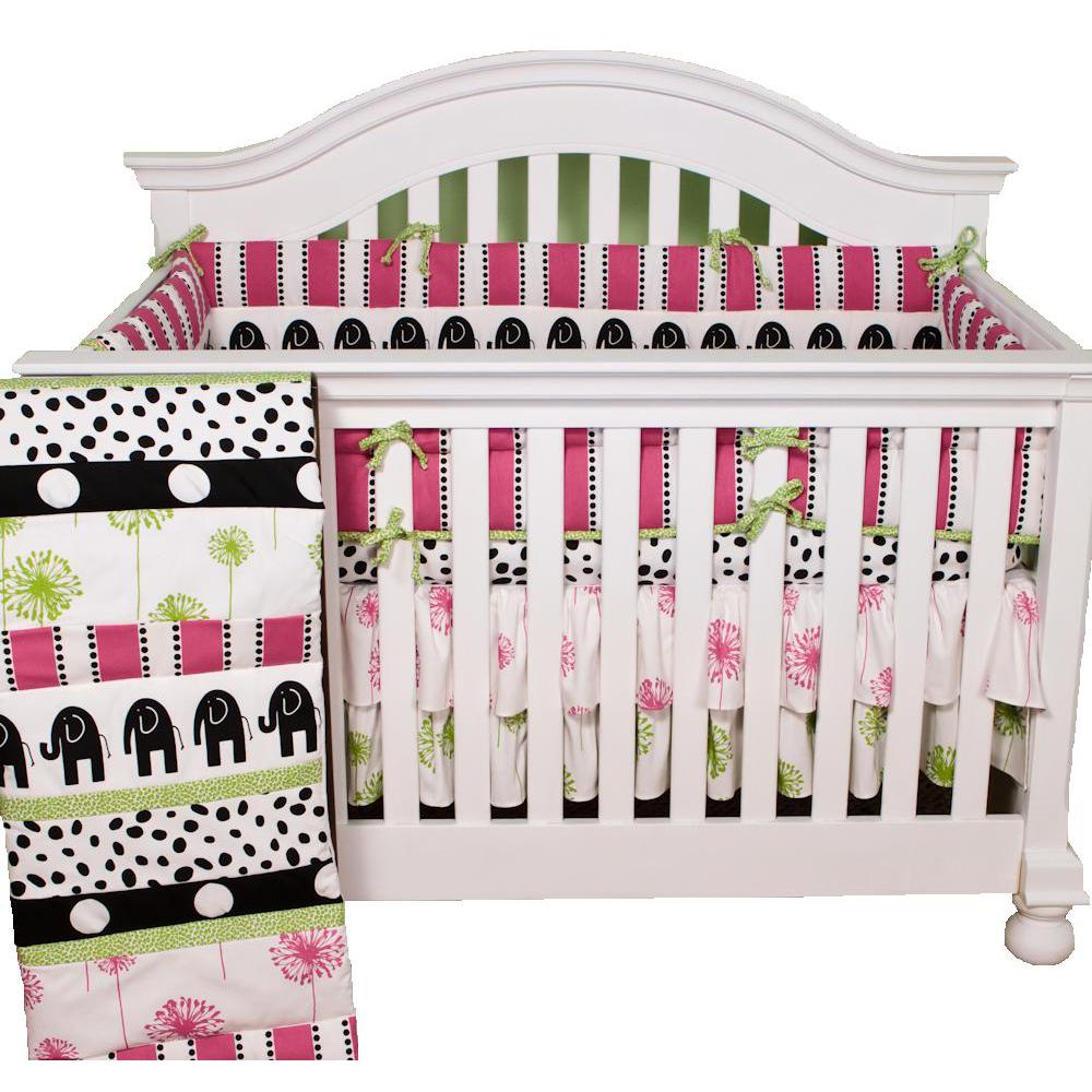 Cotton Tale Designs Hottsie Dottsie 8 Piece Pink Black And White Elephant And Dots Crib Bedding Set Hd8s The Home Depot