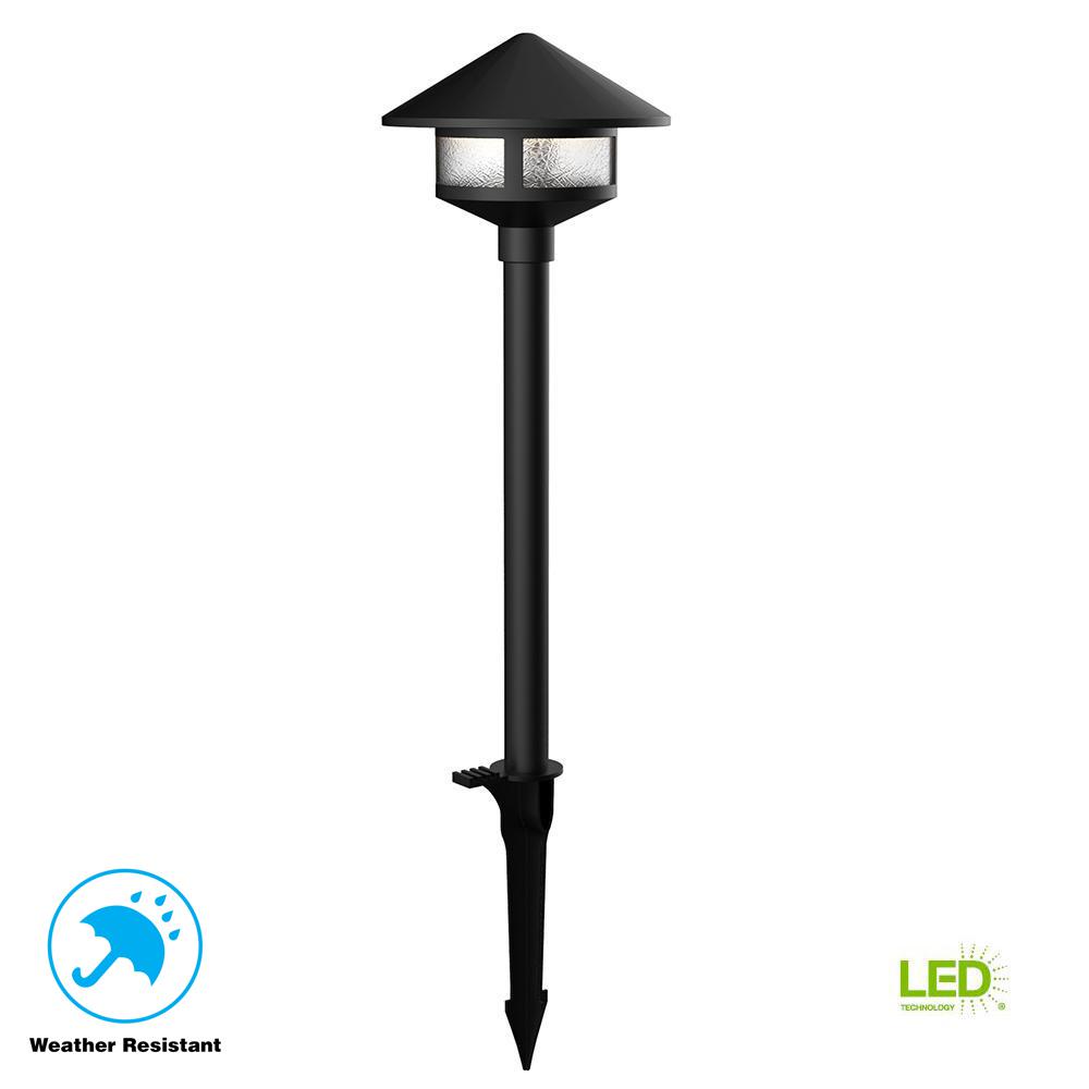 Bright White Landscape Lighting Outdoor The Home Depot Low Voltage Black Outdoor Integrated Led Landscape Path Light