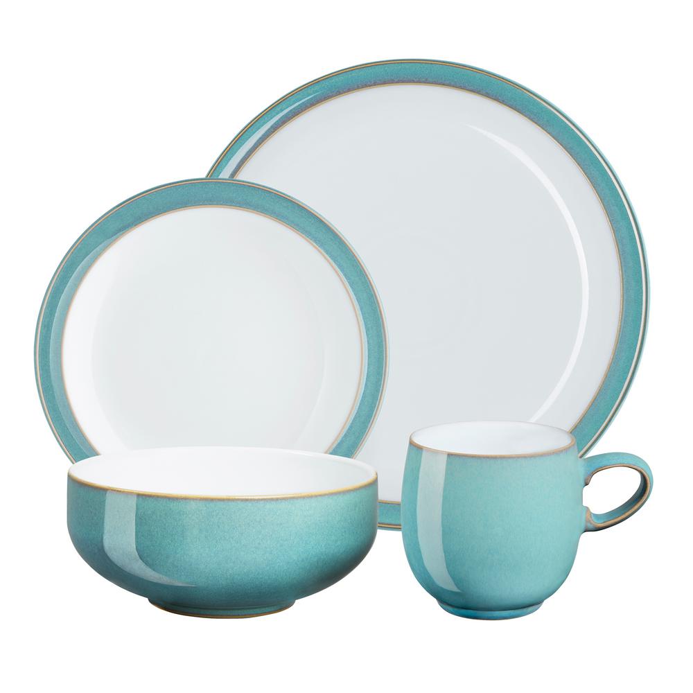 Denby Azure 4Piece Turquoise Dinnerware SetAZR100 The Home Depot