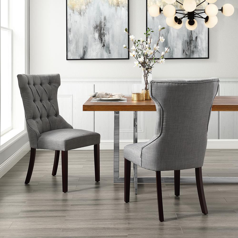 Inspired Home Ximena Light Grey Linen On Tufted Armless Inspired Home Ximena Light Grey Linen On Tufted Armless