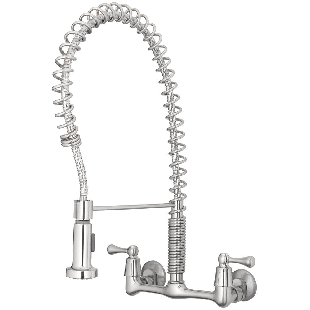 Tosca 2 Handle Wall Mount Pull Down Sprayer Kitchen Faucet In