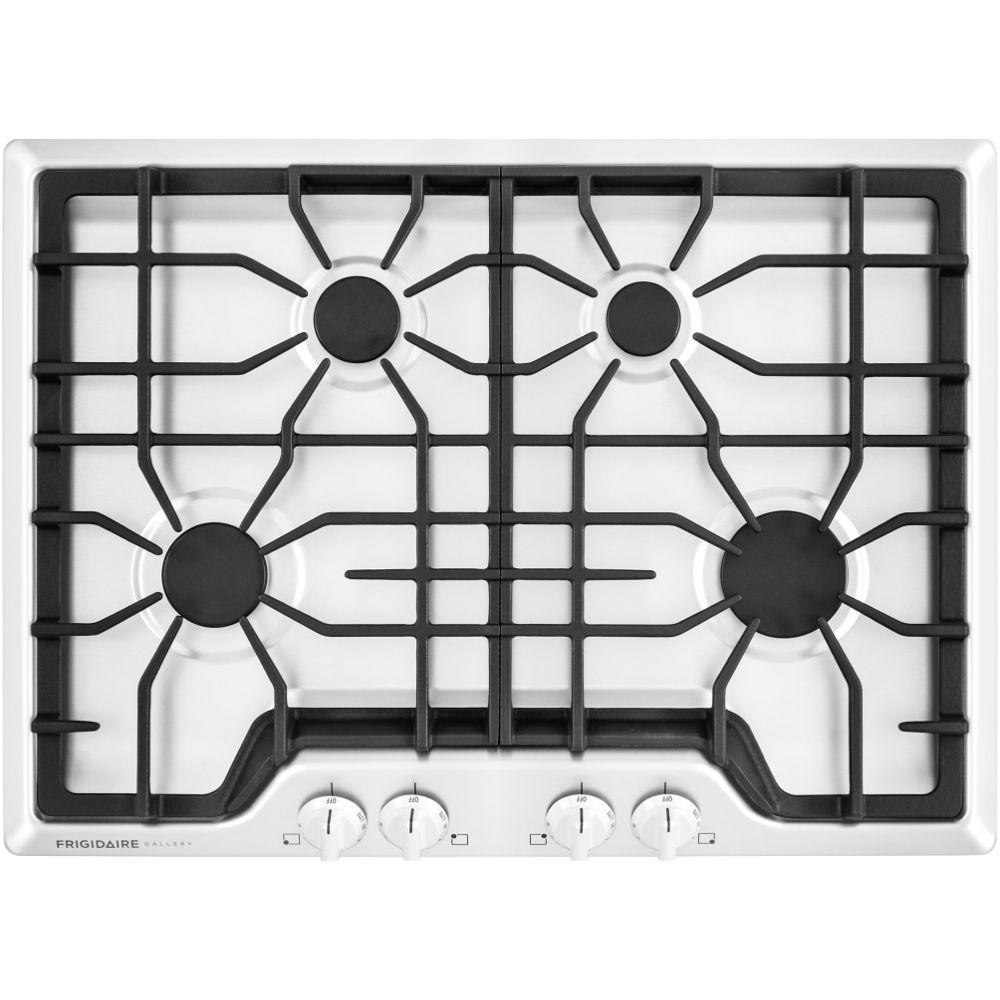 Whirlpool 30 in. Gas Cooktop in White with 4 Burners including 15000