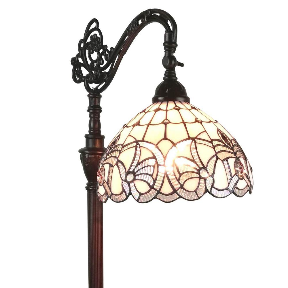 Amora Lighting 62 In White Tiffany Style Floral Design Reading