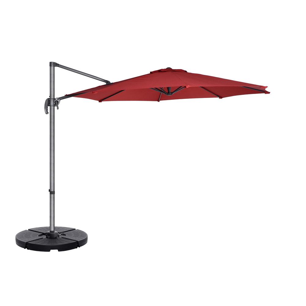 Villacera 10 Ft Steel Cantilever Tilt Patio Umbrella In Red Hwd630703 The Home Depot