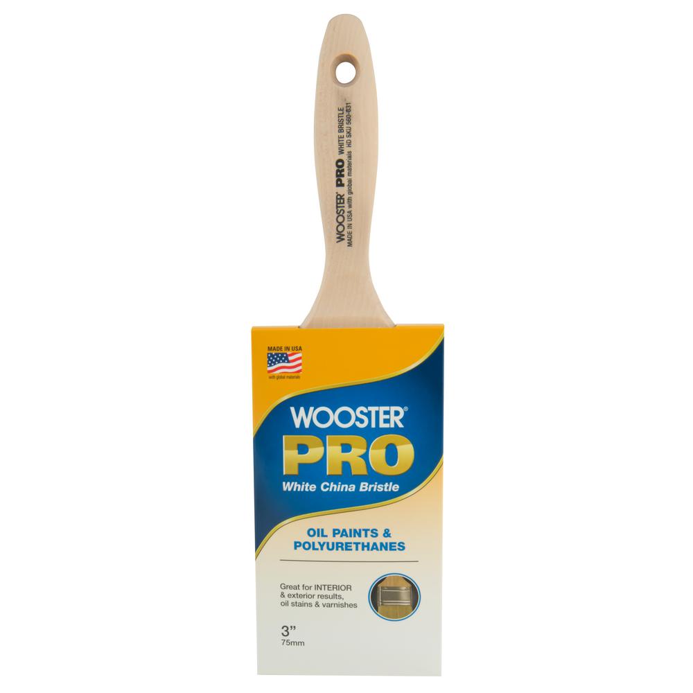 Wooster Pro 3 in. White China Bristle Flat Brush0H21170030 The Home