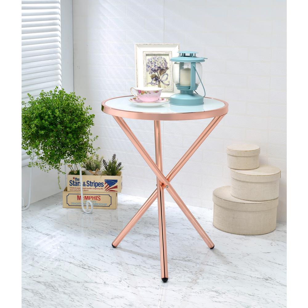 Acme Furniture Lajita Side Table, Frosted Glass and Rose Gold81816 The Home Depot
