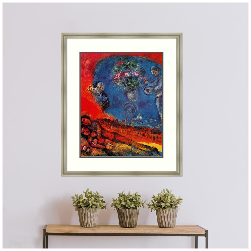 Amanti Art Couple Of Lovers On A Red Background By Marc Chagall Framed Print Wall Art Dsw The Home Depot