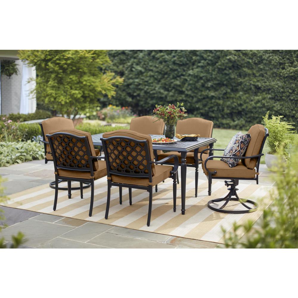 Hampton Bay Laurel Oaks 7 Piece Brown Steel Outdoor Patio Dining Set With Cushionguard Toffee Tan Cushions H105 01523600 The Home Depot - Home Depot Patio Furniture Covers Hampton Bay Hampton Bay Laurel Oaks 7 Piece Brown Steel Outdoor Patio Dining Set With Cushionguard Toffee Tan Cushions H105 01523600 The Home Depot - Home Depot Patio Furniture Covers Hampton Bay