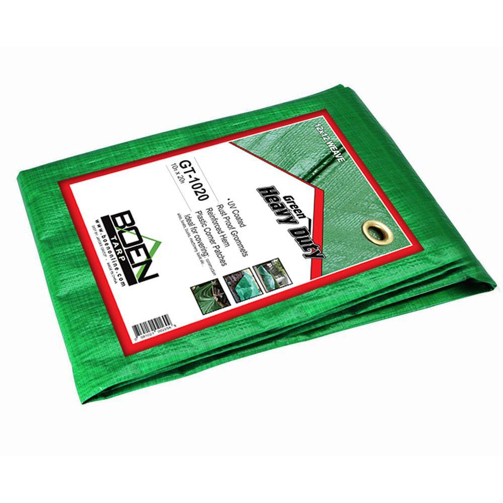 BOEN 10 Ft. X 20 Ft. Poly Heavy Duty Green Tarp-GT-1020 - The Home Depot