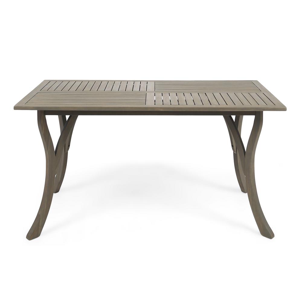 Noble House Hermosa Gray Rectangular Wood Outdoor Dining Table305092