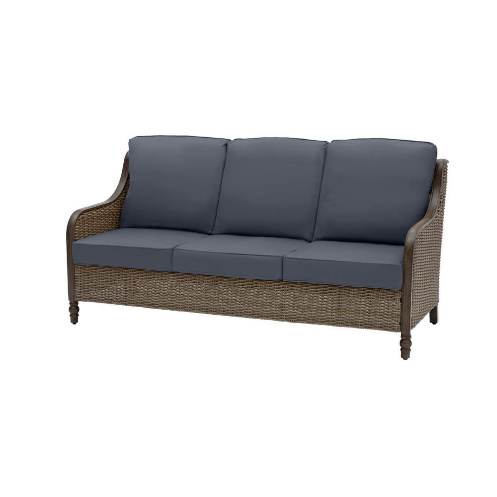 Hampton Bay Windsor Brown Wicker Outdoor Patio Sofa With