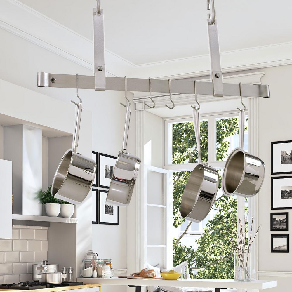 Enclume Handcrafted 36 In Adjule Ceiling Bar With 6 Hooks Adjule Ceiling Bar With 6 Hooks Stainless Steel