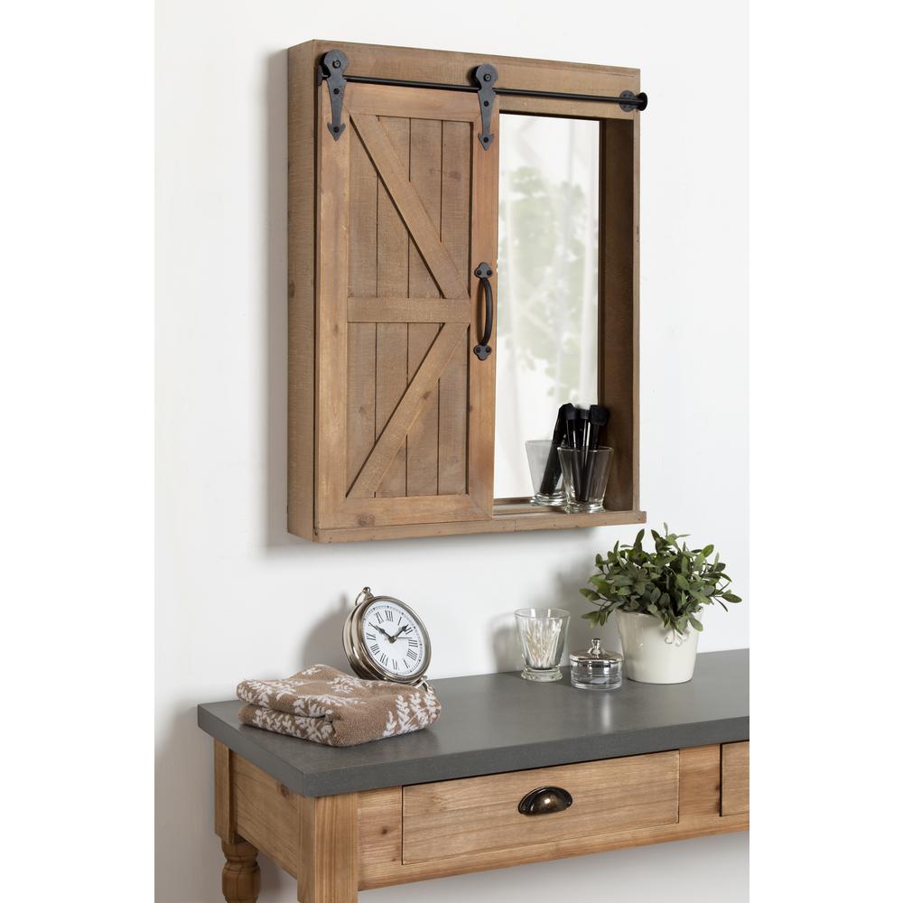 Kate And Laurel Cates Rectangle Rustic Brown Accent Mirror 212513