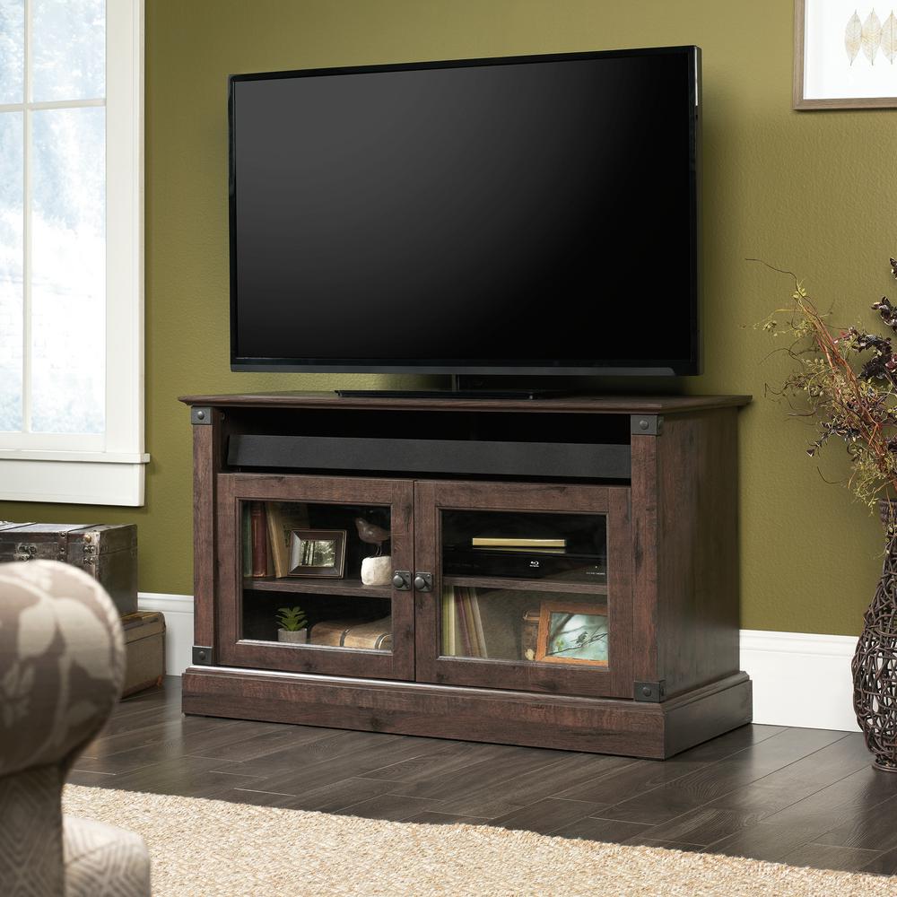 Sauder Carson Forge Coffee Oak 47 In Tv Stand 422036 The Home Depot