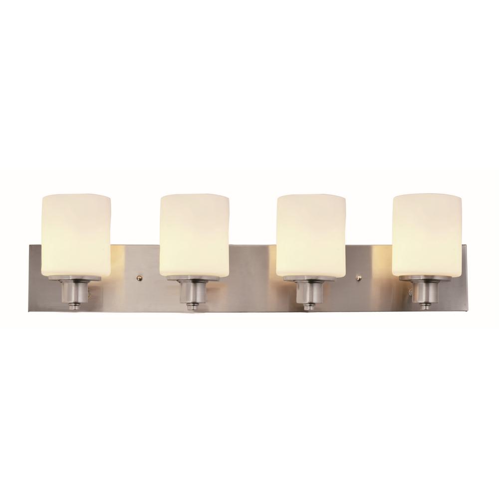 Hampton Bay Dakota 3 Light Satin Nickel Vanity With Frosted Hampton Bay Dakota 3 Light Satin Nickel Vanity With Frosted Glass Shades Br 3dak Hbu The Home Depot