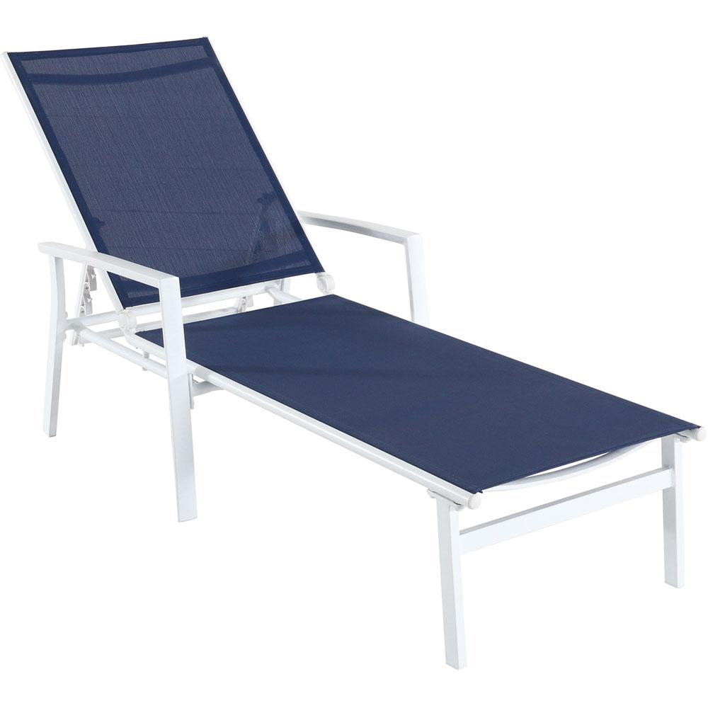 Cambridge Nova White Frame Adjustable Sling Outdoor Chaise Lounge In