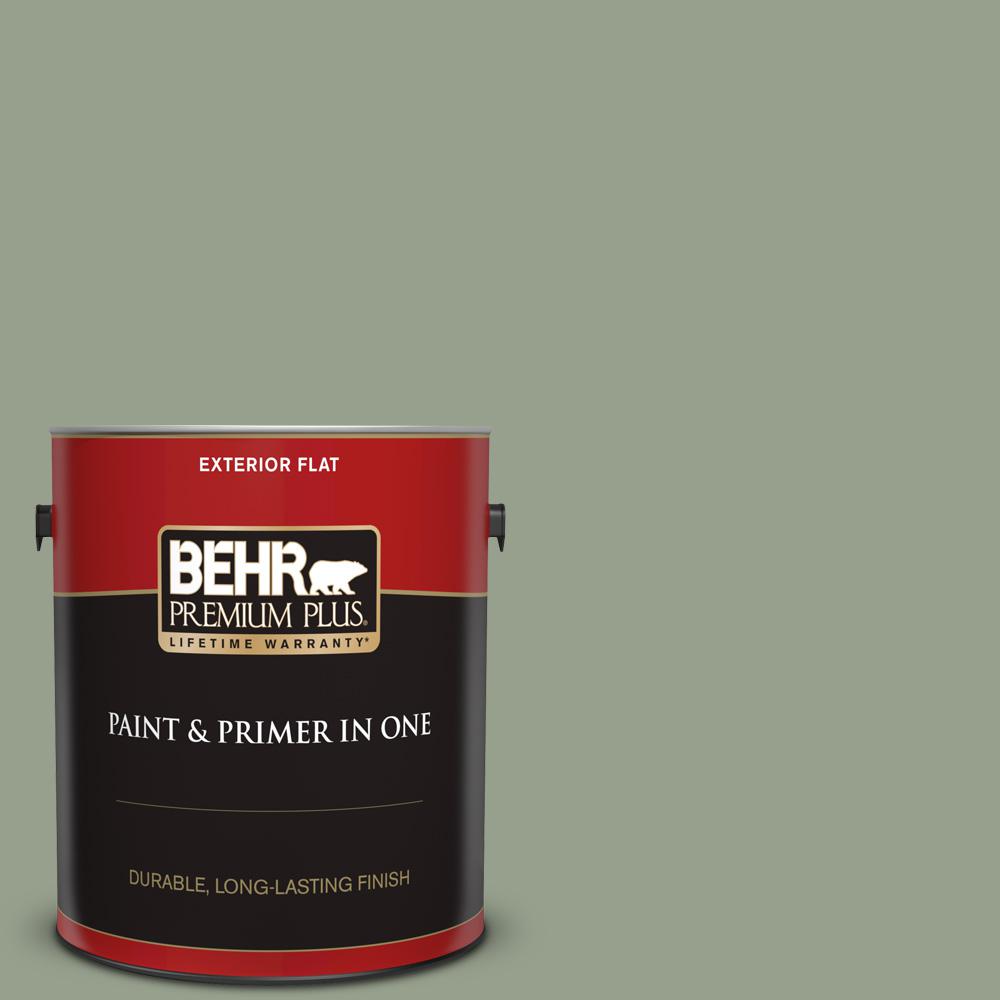 BEHR Premium Plus 1 gal. N3904 Bitter Sage Flat Exterior Paint and