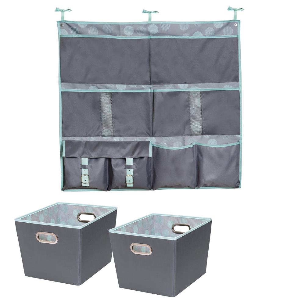 Honey Can Do 10 Lb Hanging Organizer And 15 75 In X 8 Mint Hanging Organizer And 15 75 In X 10 8 Mint Polyester Bin 2 Pack