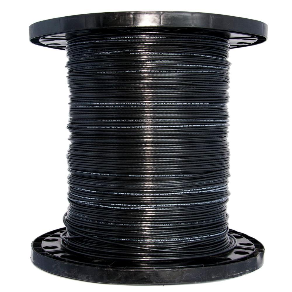 Southwire 2500 ft. 14 Black Solid CU THHN Wire11579005 The Home Depot