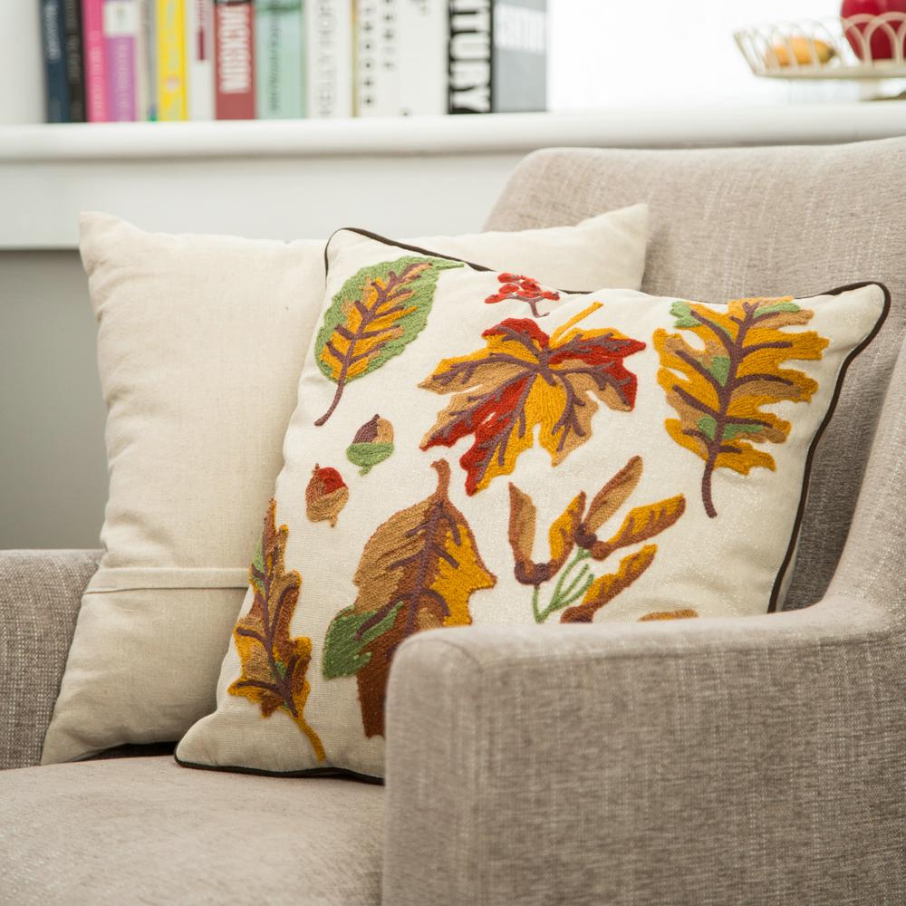 Glitzhome Fall Harvest Beige And Brown Floral 16 In X 16 In