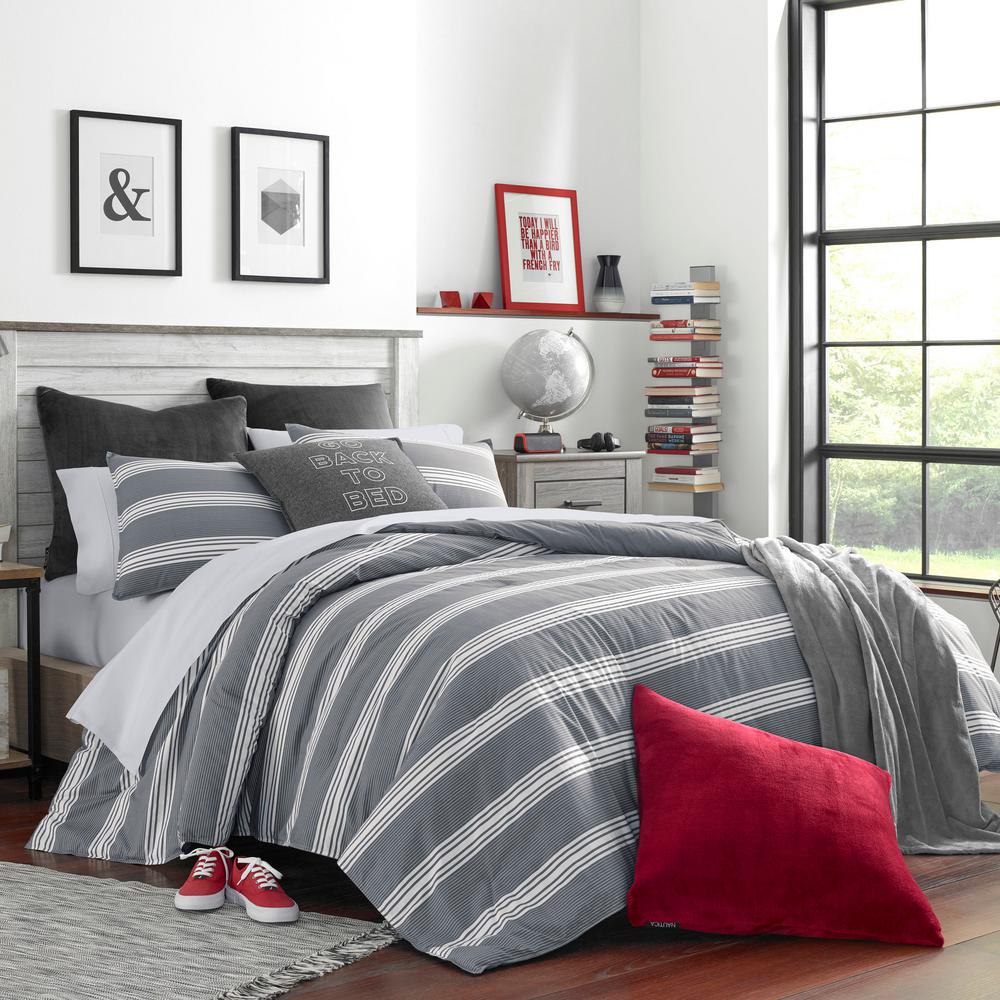 Nautica Craver 3 Piece Charcoal Full Queen Comforter Set