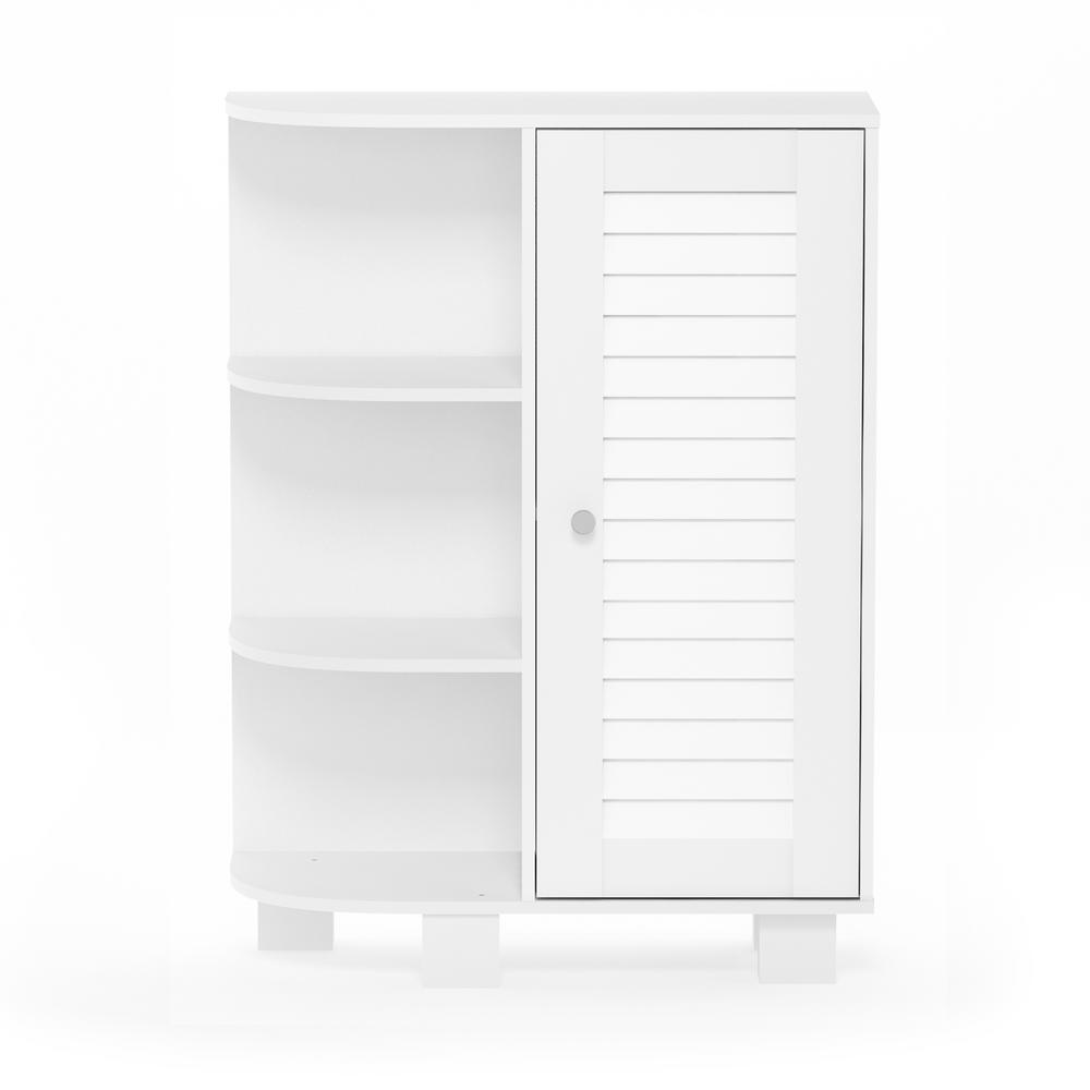 Furinno Indo White Storage Shelf With Louver Door Cabinet Fr18695wh The Home Depot