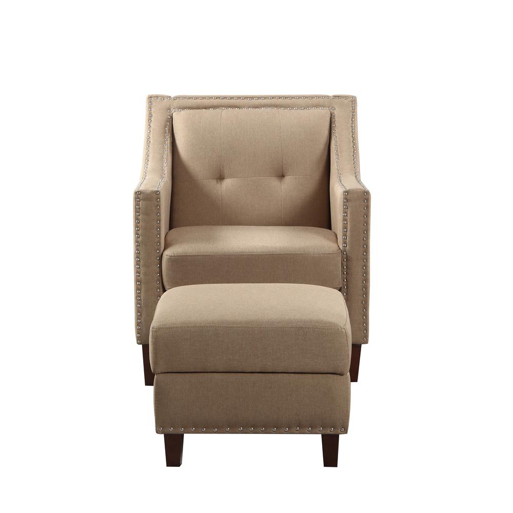 Unbranded Beige Accent Chair with Storage Ottoman-92013-16BE - The Home