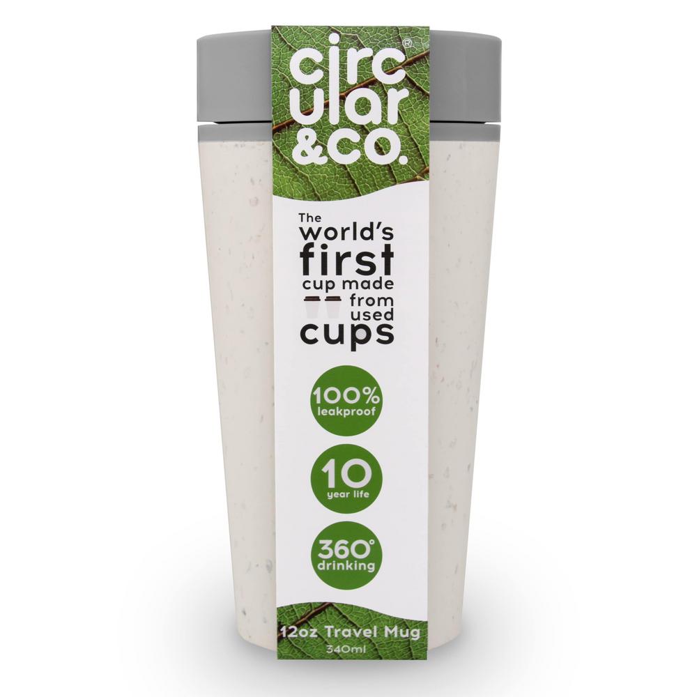 E-COMMERCE TRADE Circular and Co - 12 oz. Dusk Grey World's First Reusable Travel Mug Made from Recycled Coffee Cups