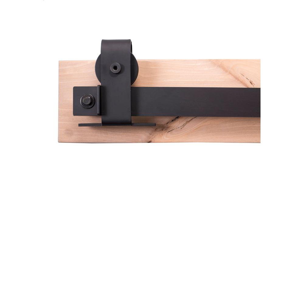 Rustica Hardware 84 in. Flat Black Sliding Barn Door Hardware Kit with