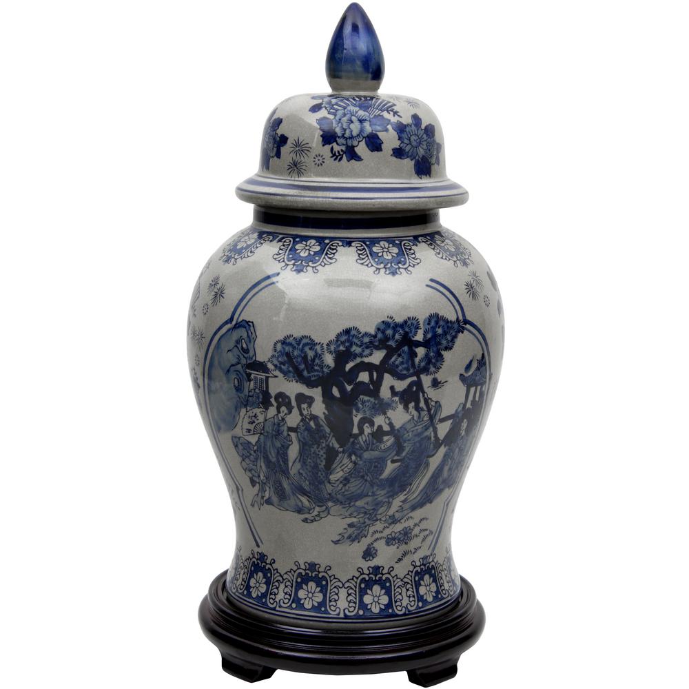 Oriental Furniture 18 in. Porcelain Decorative Vase in BlueBWTJAR