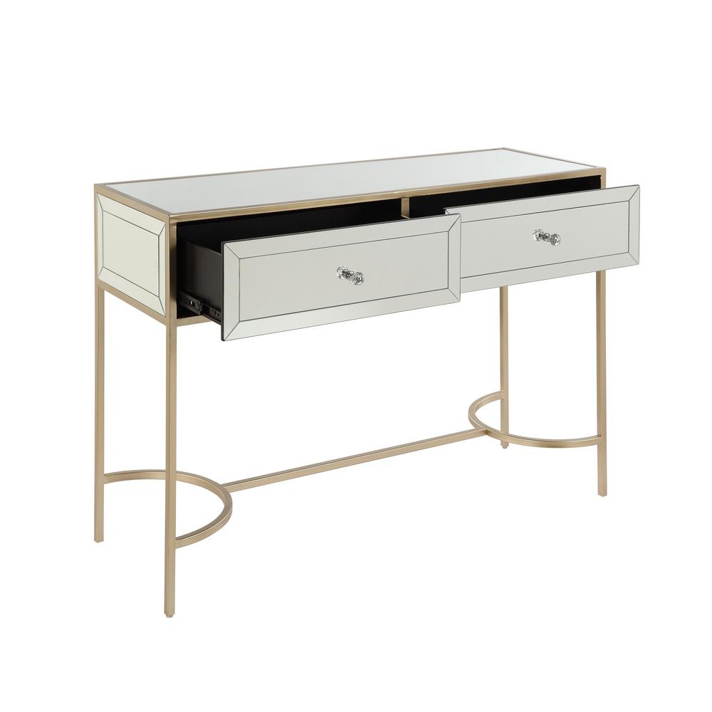 Acme Furniture Wisteria Mirrored And Rose Gold Sofa Table 80608
