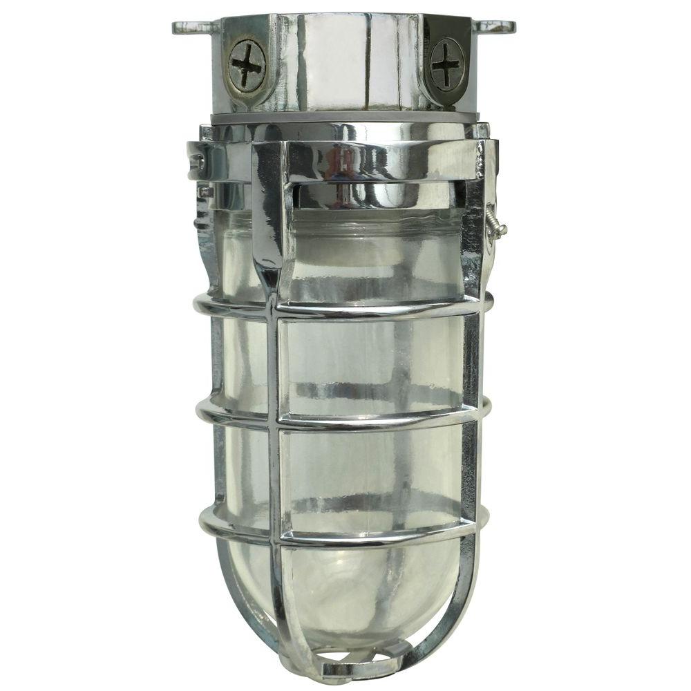 Designers Edge Outdoor Flush Mount Lights Ceiling 1 Light Chrome Outdoor Weather Flushmount Fixture